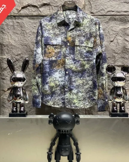 Abstract Foggy Pattern Shirt (Green and Purple)