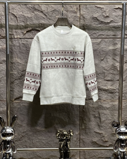 Fair Isle Knit Sweatshirt (Reindeer Pattern)