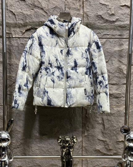 Marble Print Puffer Jacket